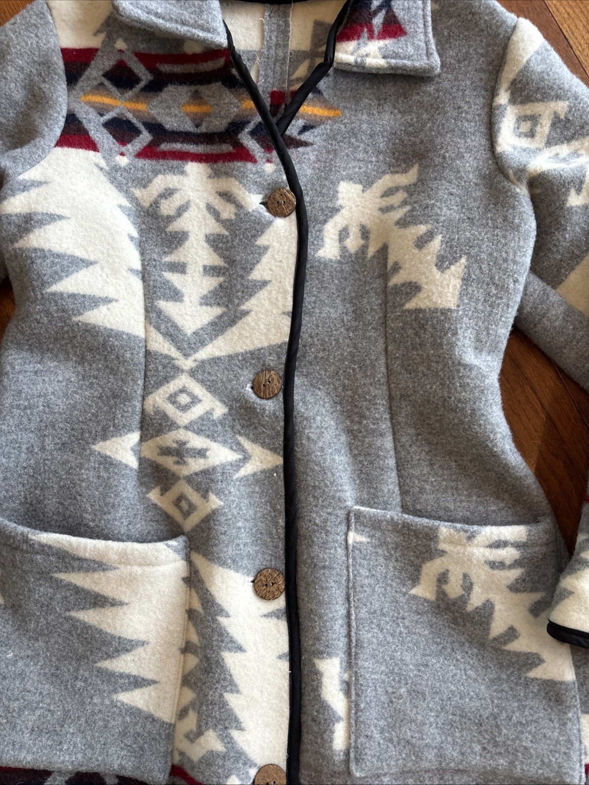 Hand Made  Coat Jacket Wool Pendleton Blanket Chi… - image 2