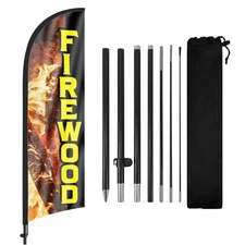 Firewood Advertising Swooper Flag Banner, Firewood Feather Flag with Flag Pol