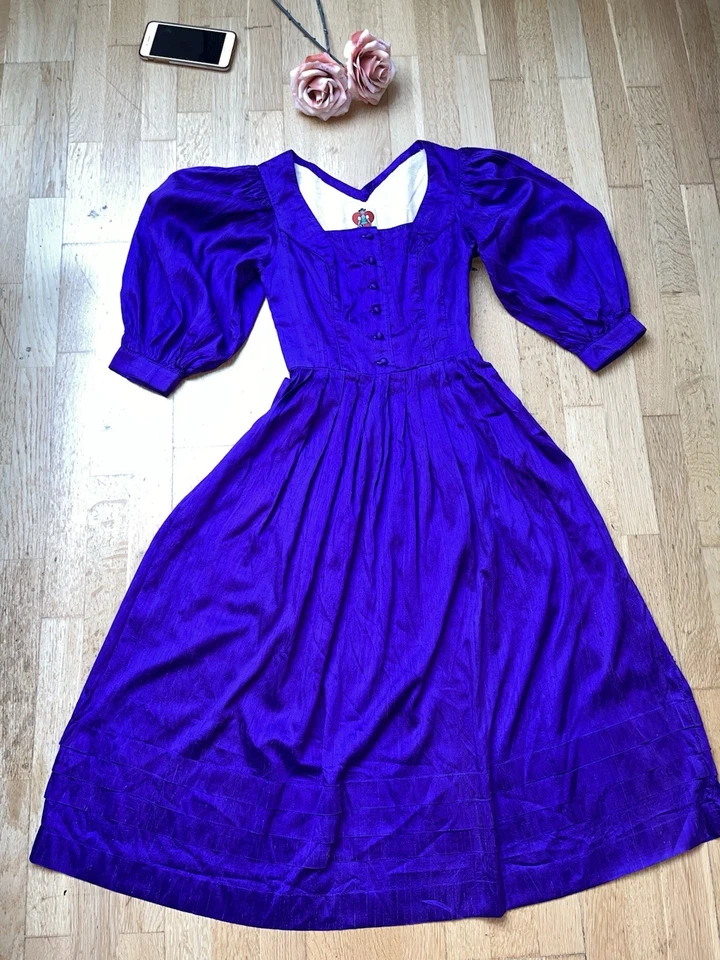 Vintage 100% Seide Salzburger Dirndl / Gr. 30-32 Trachtenkleid - Bild 3 von 4