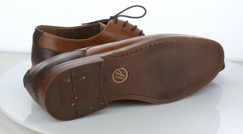 MSRP $175 H by Hudson London Enrico Brown Leather Derby Men's Size 46 EU - 13 US - Picture 5 of 5