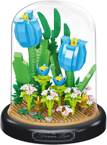 Carnation Bouquet Building Kit - Creative Flower Building Toy With Dust Cover For Home Decor