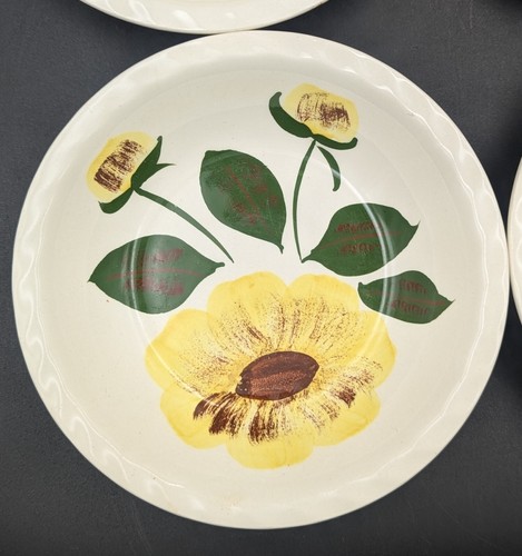 Vintage Blue Ridge Southern Potteries Inc. Yellow Flower Shallow Bowls Set of 6 - 第 6/19 張圖片