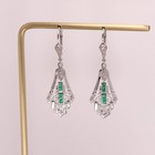 Pendant Earring set Sterling silver Natural Emerald Art Deco Jewelry — photo 8