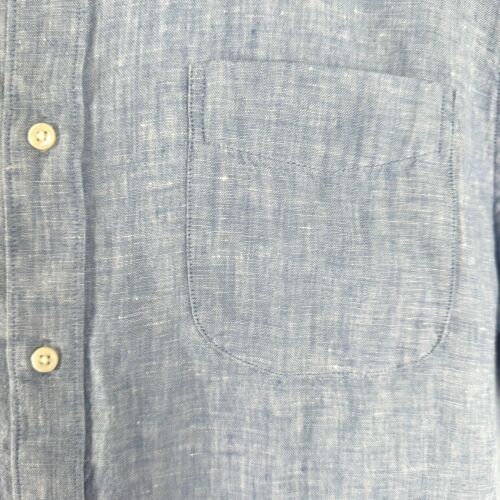 J. Camicia Crew manica corta Baird McNutt lino irlandese uomo grande blu nuova con etichetta TP-3117 - Foto 4 di 12