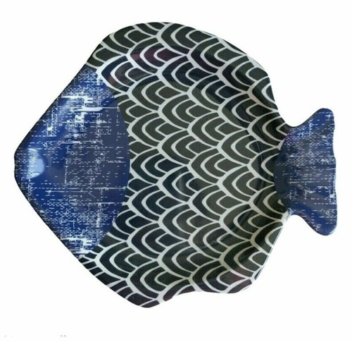 Fish Shape Melamine Lunch Fruit Dessert Salad Plates Dishes 8.5"Summer Set of 4 - Picture 7 of 12