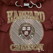 Vintage 80s 90s Harvard University Crimson Hoodie Size Medium Made In USA
