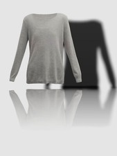  250 Neiman Marcus Women Gray Cashmere Side-Slit Boatneck Tunic Sweater Size L