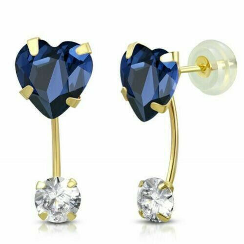 Orecchini A Bottone Carissima – Oro Giallo 9ct Con Cuore Di Diamante E Ametista – Gioielli Donna