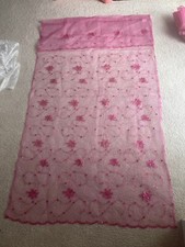 Set of 4 sheer embroidered pink curtains 86x49 inches each