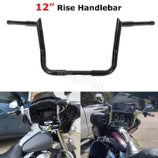 Black 12" Meathook Ape Bar Handlebar For 1986-2023 Harley Street Electra Glide