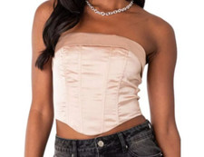 Edikted Beige Fold Over Size Lace Up Corset Medium New with tags