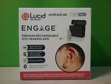 Lucid Engage Premium Rechargable OTC Hearing Aids w Bluetooth For Android - Gray