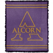 Alcorn State University Blanket, 50"x60" Primary Logo Woven Cotton Blend Throw