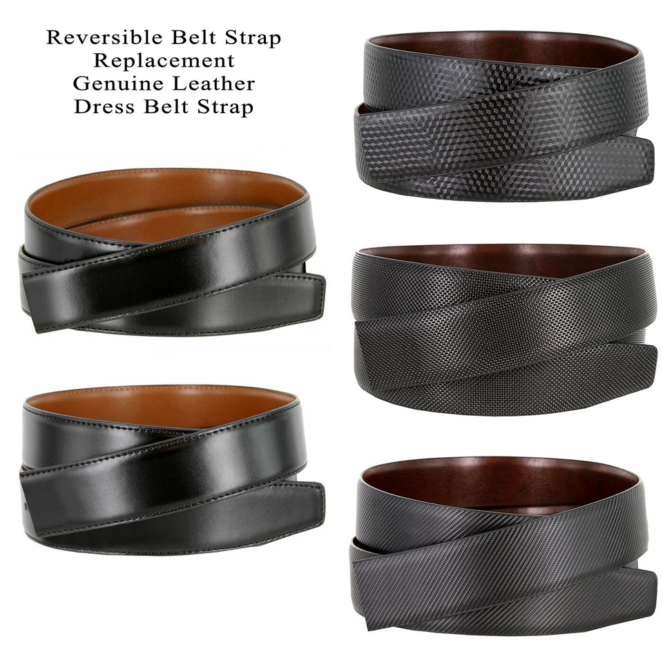Reversible Belt Strap Replacement Genuine Leather Dress Belt Strap, 1-3/8"(35mm) Wide