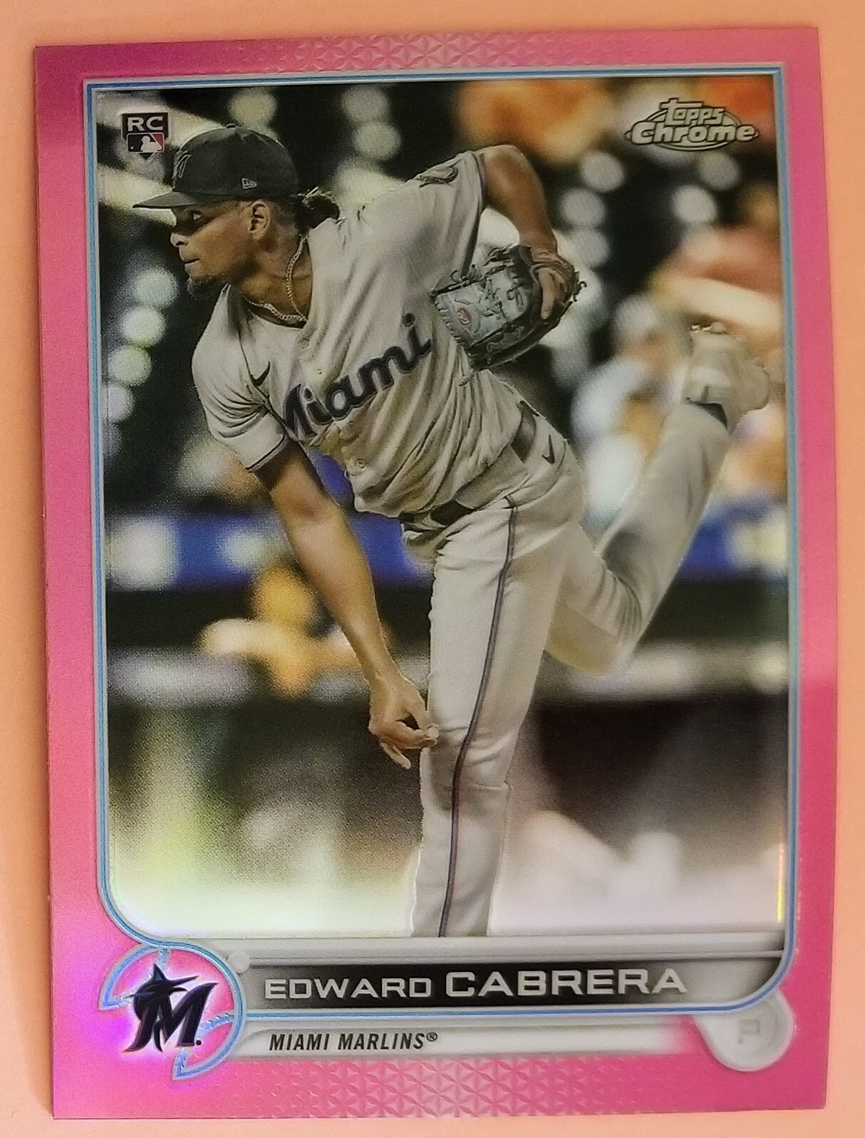 2022 Topps Chrome Edward Cabrera RC Pink Refractor #64 Miami Marlins Rookie