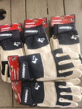 (A155)  Lot Of (5) Husky  WATER- RESISTANT LEATHER WORK GLOVES (L) 1005 356 389