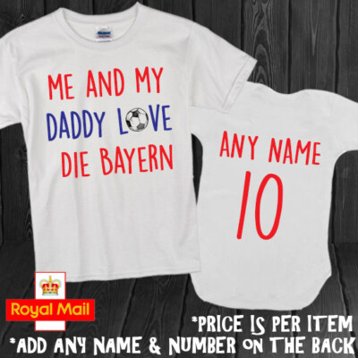 Bayern Daddy Mummy Grandad Personalised Bodysuit Babygrow Romper Football