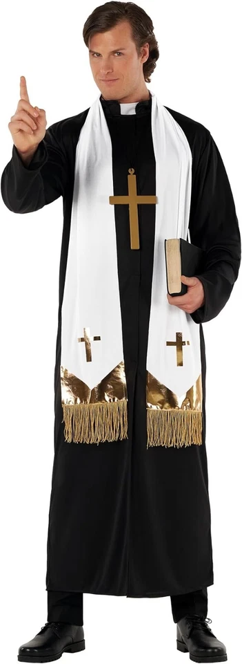 Priester Kostüm Herren Erwachsene Pfarrer Karneval Halloween Faschingkostüme - Bild 2 von 4