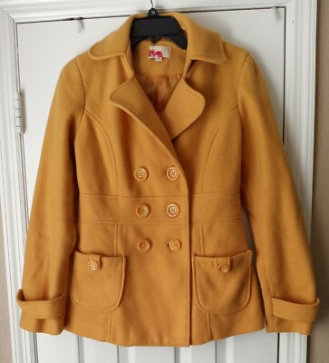 Forever 21 Ladies Double Breasted Blaser/Jacket-Size M-Yellow-Long Sleeves