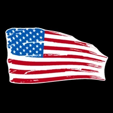 FULLY REFLECTIVE WORN TATTERED AMERICAN FLAG FIRE HELMET DECAL Multiple Sizes