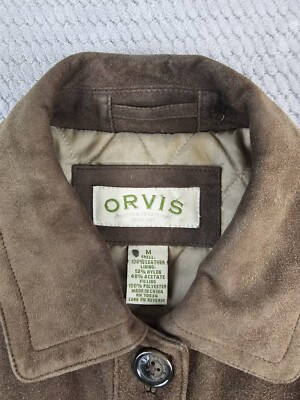 Orvis Company Womens SIZE MEDIUM Suede 100% Leather Bomber Jacket