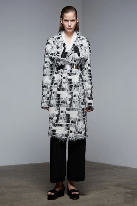 DONNA KARAN Pre-Fall 2015 Black White Checker Kni… - image 14