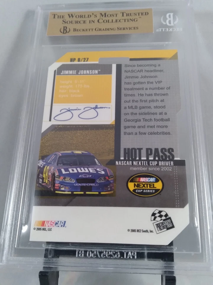 JIMMIE JOHNSON 2005 Press Pass Hot Pass Die-Cut #8 Beckett graded 9.5 GEM MINT - Image 2 of 2