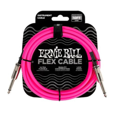 Ernie Ball FLEX Straight to Straight Guitar Instrument Cable 10 ft. Pink 6413