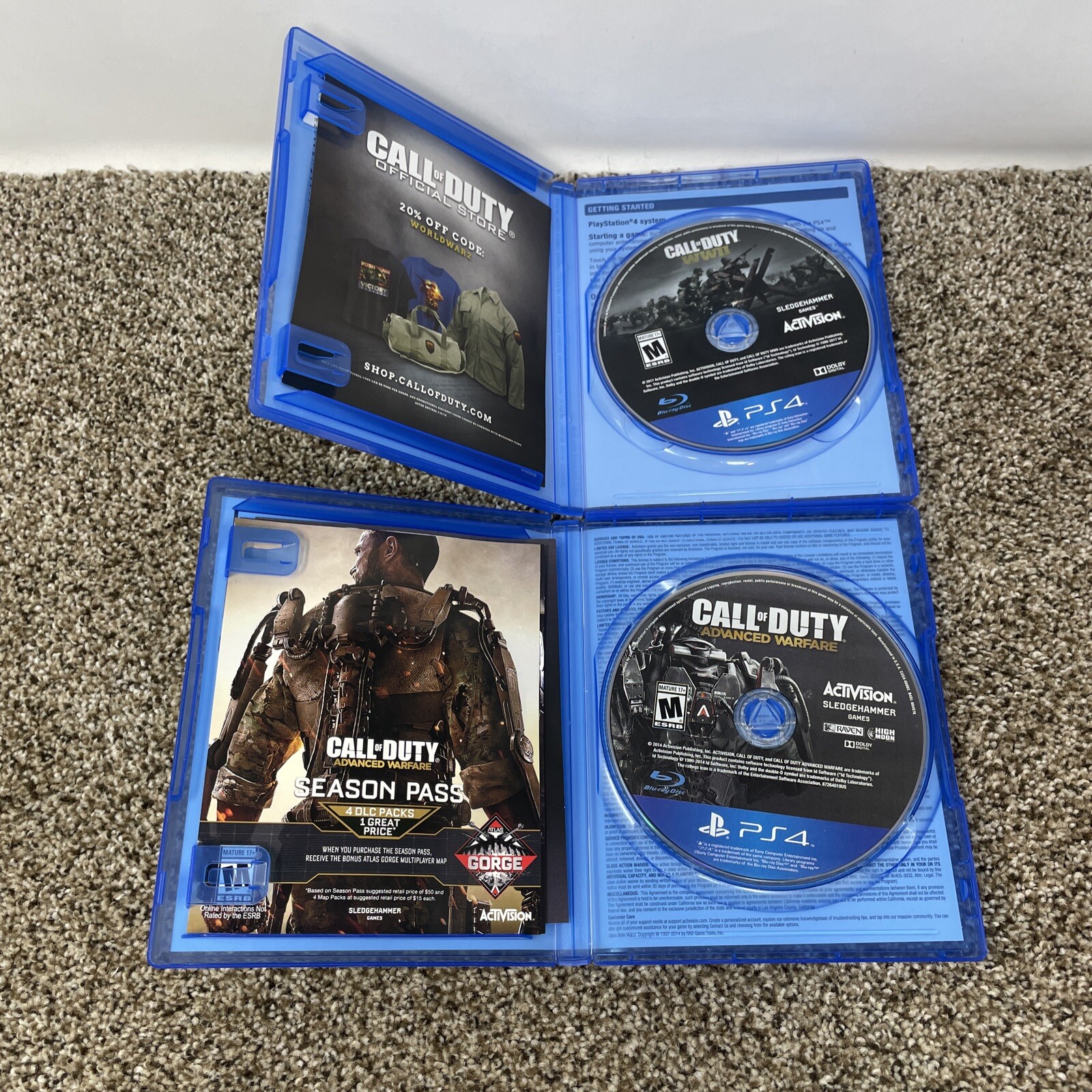PS4 Call of Duty Lot of 5 WWII Black Ops III ghosts Advanced Infinite