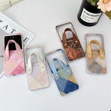 Wrist Strap PU Leather PC Shockproof Case For Samsung Galaxy Z Flip 6 5 4 Cover