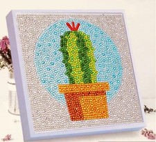 With Frame Kids Set DIY Full Drill 5D Diamond Painting Gem Craft Kit - Cactus