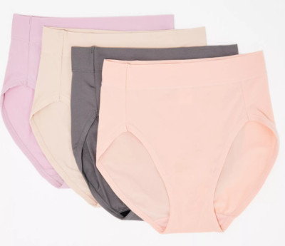 Breezies Women's Infinite Stretch Hi-Cut Brief Set of 4 Mauve Shadow Medium Size