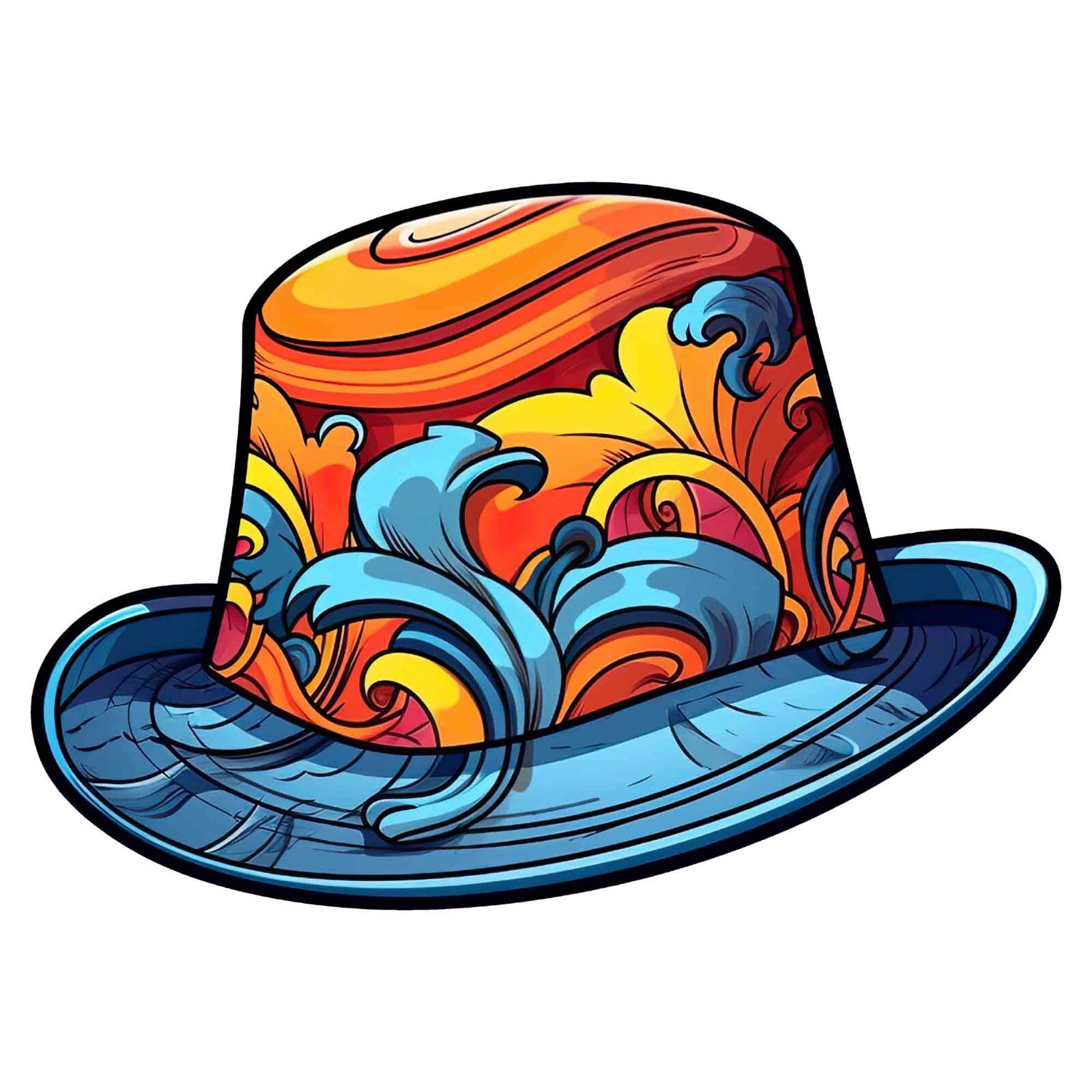 Vibrant Beach Hat Sticker, Water Bottle Laptop Decal, Vacation Travel ...