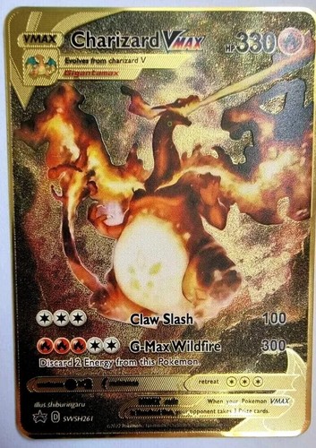 Pokemon Pikachu Charizard Metal Gold FanArt Design Card COLLECTABLE DX EX VMAX - Picture 18 of 29