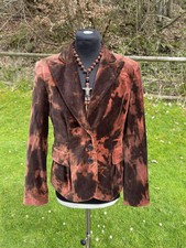 Rocha John Rocha Upcycled Tie Dye Womens Fitted Cotton Velvet Jacket Blazer Uk10