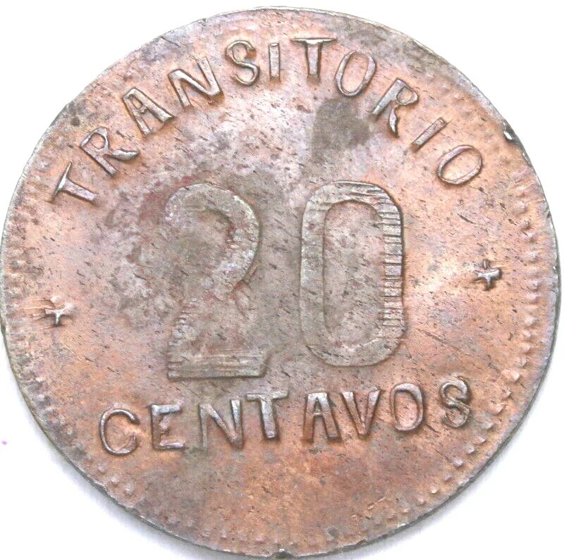 1915 Mexico Revolution Puebla 20 TRANSITORIO centavos scarce 52-372 - Image 4 of 4