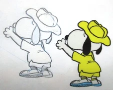 1978 TENNIS SNOOPY PEANUTS Charles SCHULZ dog ORIGINAL PRODUCTION CEL+ DRAWING