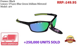 401 RayZor Uv400 White Sports Wrap Sunglasses Vented Smoke Mirrored Lens RRP£49