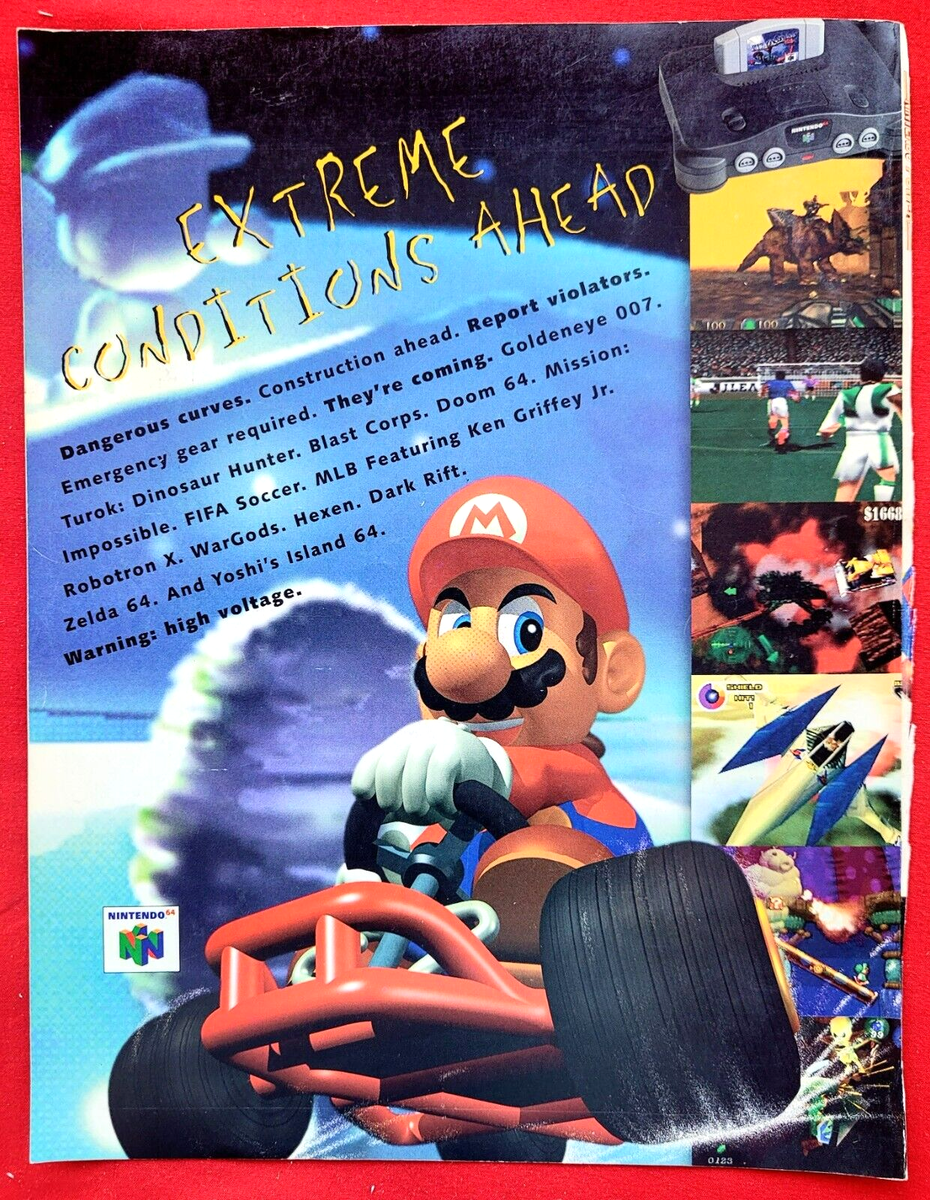 1997 MARIO KART Nintendo 64 Video Game - Promo Art Print AD