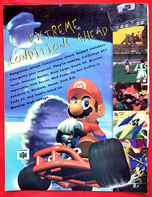1997 MARIO KART Nintendo 64 Video Game - Promo Art Print AD