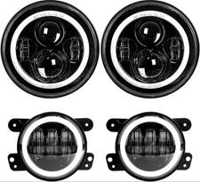 LX-LIGHT Dot Approved 7inch LED Headlights with White DRL/Amber Turn Signal + 4