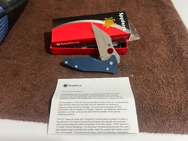 Spyderco Yojimbo 2 Cobalt Blue Knife G10 Spy 27 PE
