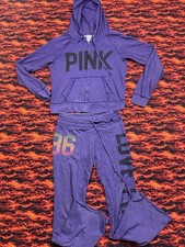 VTG Victoria's Secret PINK, Love Hoodie L, Pants XS, Set Purple 86 Pink Love