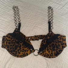 Vintage  O-Ring Bra BH Leo Lip Service Goth Emo Punk Gr. S TOP! 