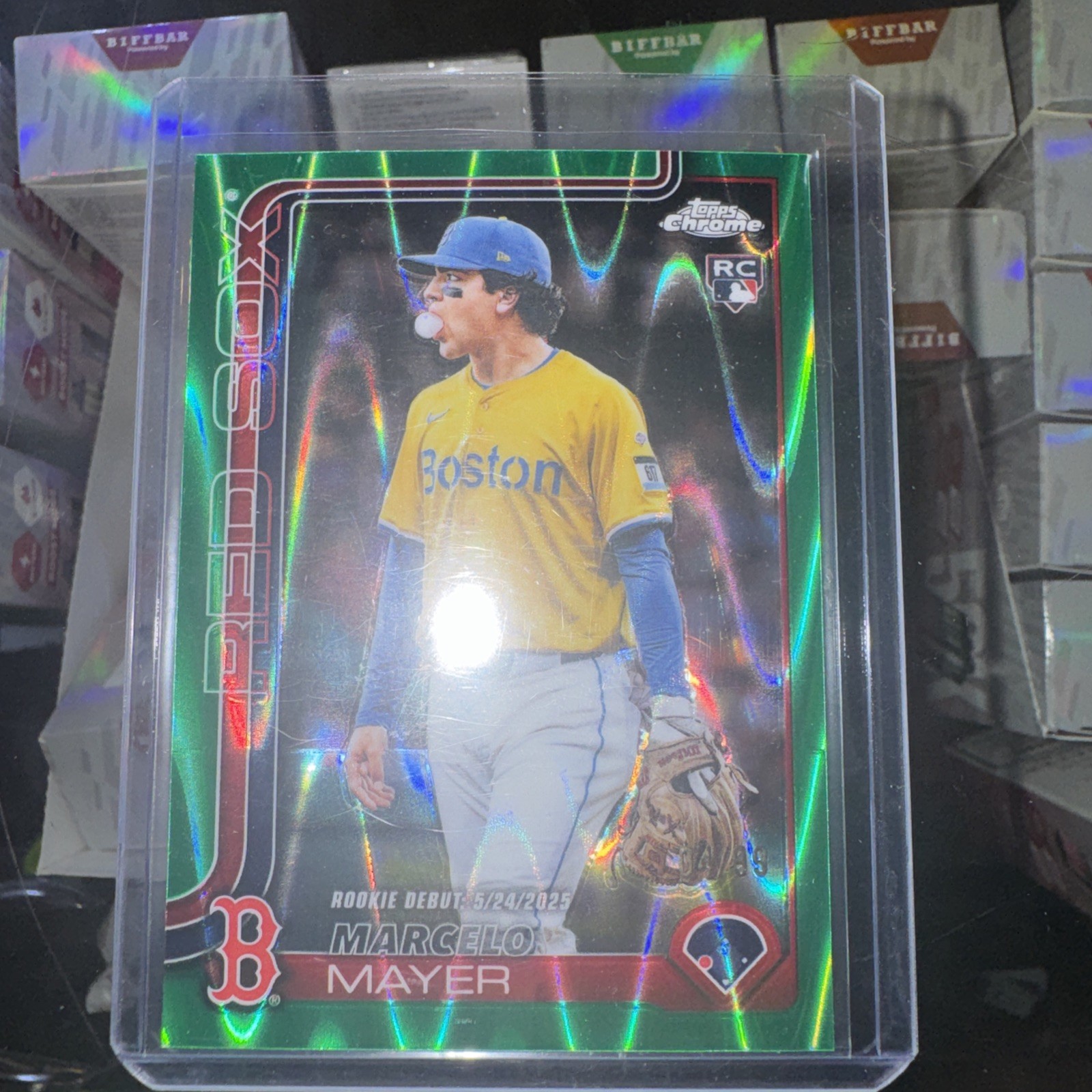 🔌IU 2025 TOPPS CHROME UPDATE BASEBALL DEBUT GREEN RAYWAVE /99 RC MARCELO MAYER
