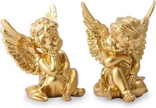 Set of 2 Cherubs Angels Resin Statue Figurine, Indoor Home Decoration, Ad