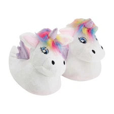 Kids Unicorn Plush Slippers with Rainbow Hair | Gift for Children
