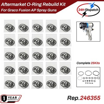 25 Kits 246355 Aftermarket O-Ring Rebuild Kit For Graco Fusion AP Spray Guns