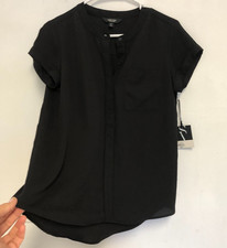 Simply Vera Vera Wang tunic Blouse PS NWT Short Slv Popover Top 1/4 Button Neck