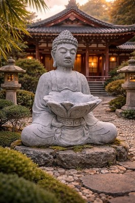 Buddha Figur Tempelwächter  ,Steinguss Asiatische Dekoration
